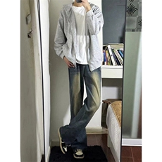 B221美式ins高街暗黑光版修身微喇牛仔裤LK23137-P55控78，男装牛仔裤，电商B221