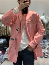 新款时尚洋气显瘦腰绳刺绣贴标ins外套潮，其它，L·H·X