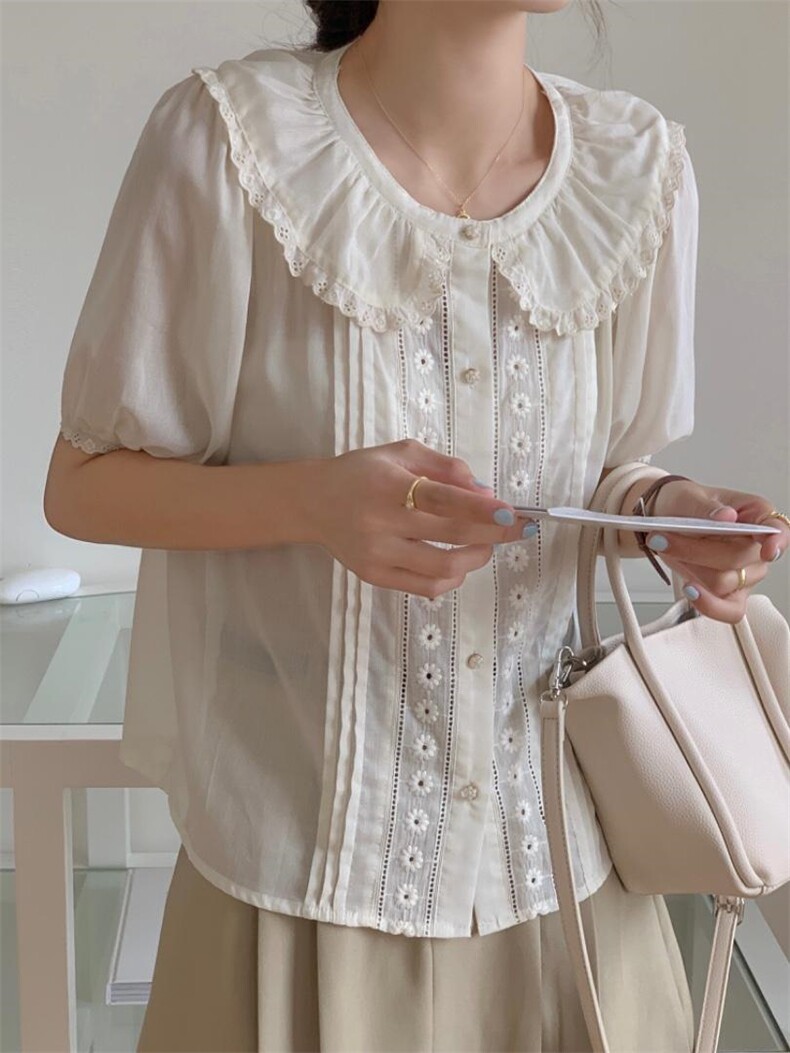 上新推荐娃娃领钩花小衫，其它，DAP