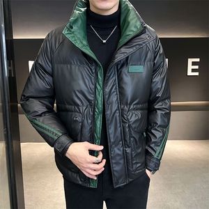 店主风冬季潮流立领PU皮羽绒服男保暖外套 已备货 B338-315-P185图片