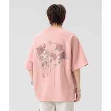新款美式潮流麂皮绒短袖t恤大码宽松港风情侣半袖上衣H9927-P28，男装T恤，电商B295