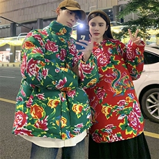 902情侣组合装棉衣外套保暖防寒男女东北大花袄风汉服团队服，男装棉衣，星座115A(原星座507）