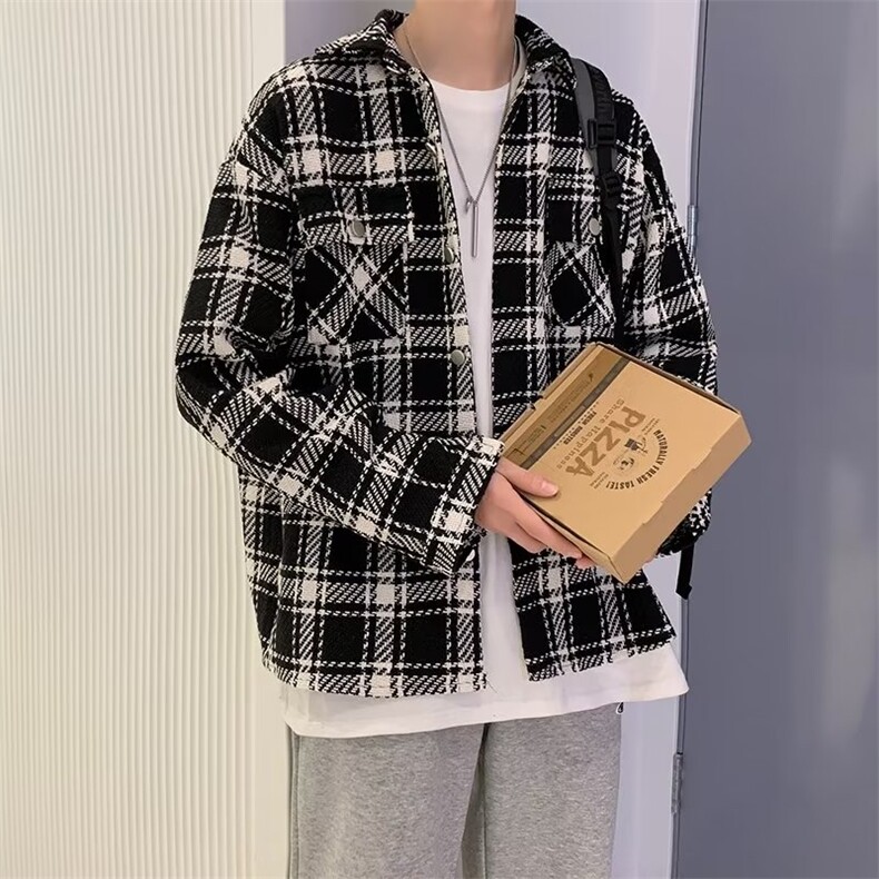 潮牌小香风外套男女秋季潮流帅气宽松休闲夹克格子宽松JK340-P57,男装夹克,星座1008-1