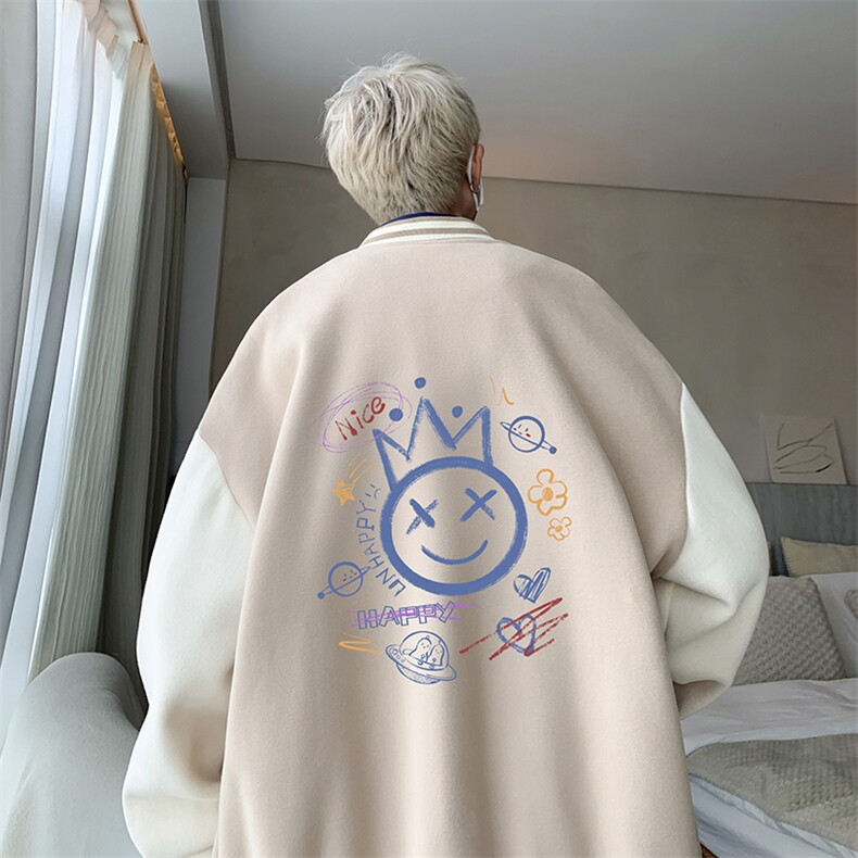 摇粒绒棒球服男大码开衫卫衣男夹克BF86180-P65,男装夹克,电商A040