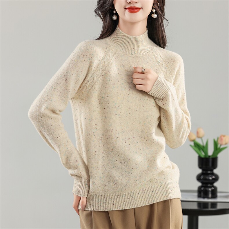 2024新款女装秋装羊毛毛衣时尚百搭显瘦高领针织衫，女装羊毛衫，北娇羊绒