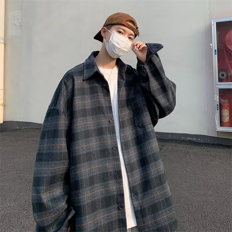 加厚格子衬衫男长袖韩版潮流美式帅气2025秋冬季ins夹克CY500-P63,男装夹克,星座412