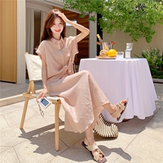 粉色设计感衬衫套装裙女2025夏季新款温柔系穿搭气质半身裙两件套，女装套装/套裙，2C176