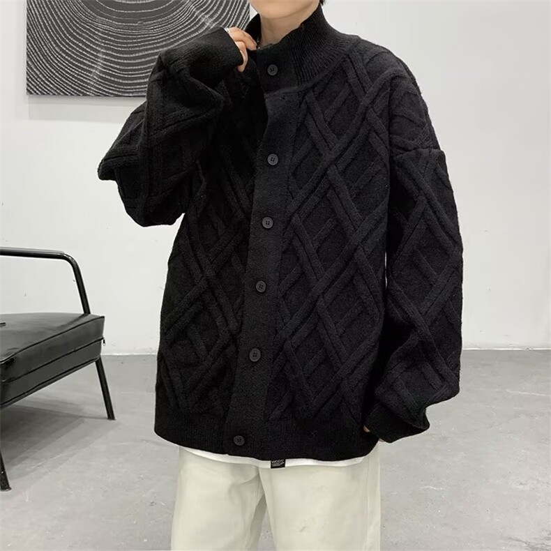 秋款男半高领毛衣开衫拉链条纹针织衫外套M7101-P63,男装针织衫/毛衣,星座1109-3