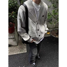 B327-23M807-P80秋冬重磅高克重开衫毛衣叠穿针织衫外套毛线衣，男装针织衫/毛衣，电商B327