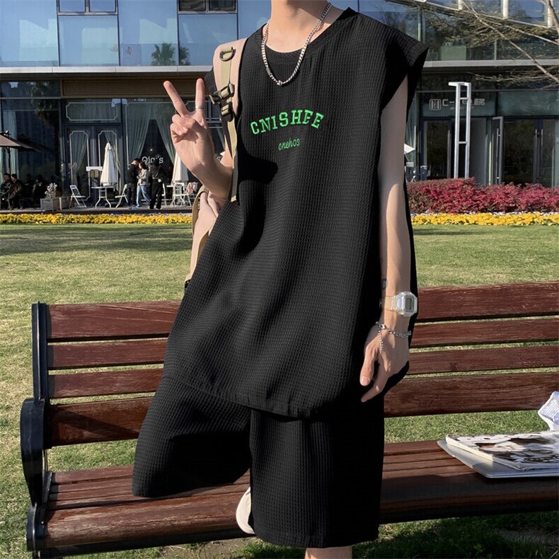C523P39青年夏装休闲运动套装时尚百搭男生背心休闲服,男装休闲套装,星座512-6