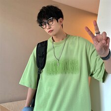 2024夏新款 数据款 港风个性撞色印花短袖T恤上衣 T2221-P48图片