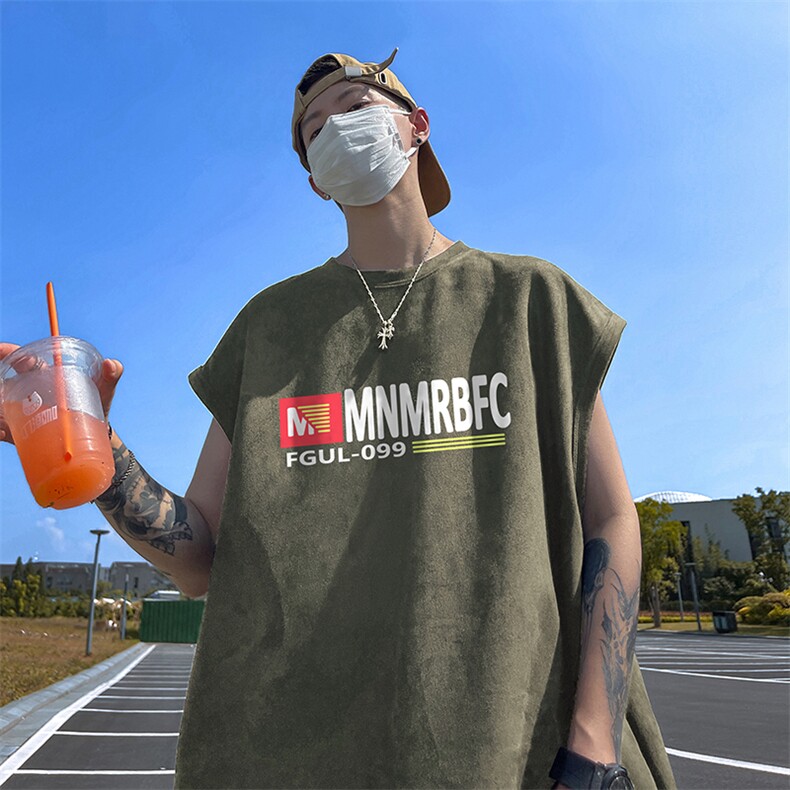 量大优供视频得物直播品230克夏季麂皮绒背心无袖T恤BJ509,男装背心/马甲,电商A486