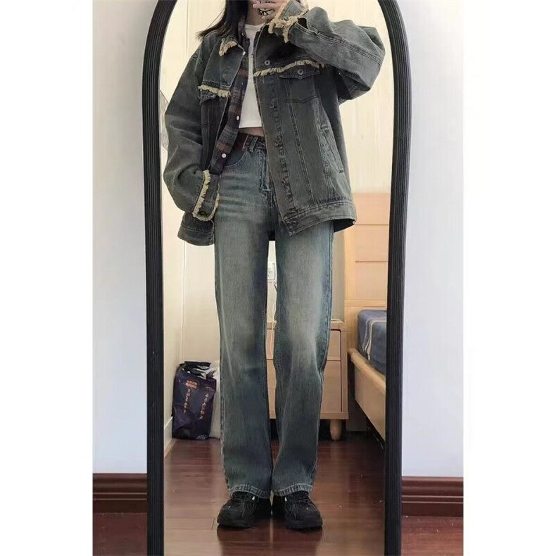 D5096-P60美式复古牛仔外套春秋新款百搭毛边夹克上衣-网图现货,男装夹克,星座603-2
