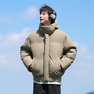 现货5W件冬季三防重磅boxy短款羽绒连帽PU皮棉衣外套防风加厚棉服图片