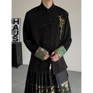 2025新中式大码男唐装衬衫汉服新中式潮宋裤元素阔腿马面裙裤子图片