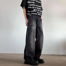 xz905-2-Z023##P65-（控98）扎花工艺高街美式水洗牛仔裤，男装牛仔裤，星座905-2