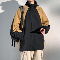 2024春秋新款冲锋衣连帽夹克户外工装日系百搭撞色外套JK2363-P75，男装夹克，电商A128