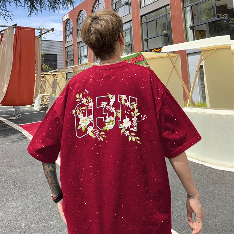 可48小时发货支持抖音得物来样二开美式满天星亮片短袖T恤MTX634,男装T恤,电商A486-1