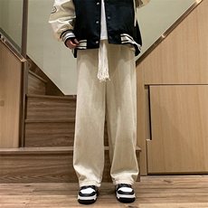 灯芯绒裤高街ins潮工装裤男秋冬加绒阔腿裤K0523-P33加绒P43，男装休闲裤，星座308B-1