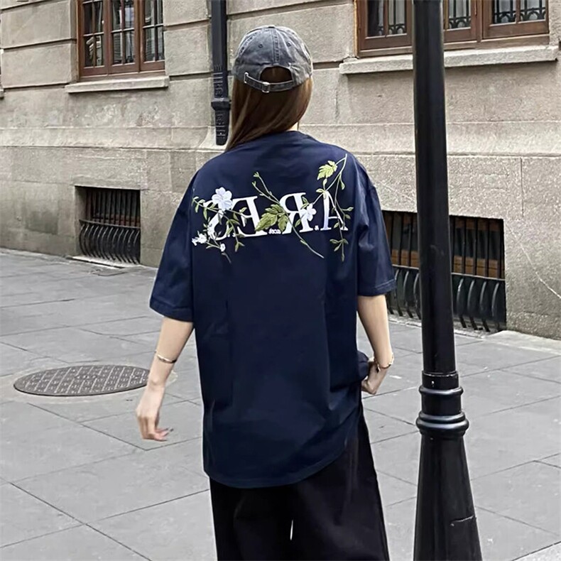 万针全刺绣工艺高品质260克纯棉双纱美式宽松百搭短袖T恤特P33,男装T恤,电商A486-1