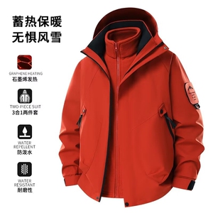 网络图现货 美 式冲锋衣男女款三合一可拆卸工装登山服J2517-P95图片