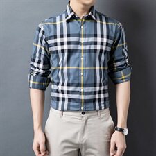 H5688钱塘2020-1爆款秋冬男士高端格子百分百纯棉衬衣舒适P88，男装衬衫，钱塘207-1