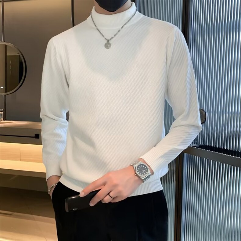 秋冬季半高领潮毛衣男慵懒风内搭男生冬季打底线衣针织衫 M826图片