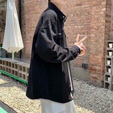 日系复古翻领外套男春秋高级感户外休闲潮牌工装夹克W4924-P41，男装衬衫，星座512-2