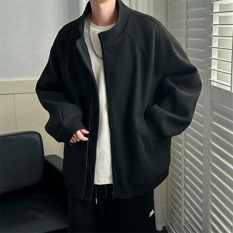 秋冬现货新款呢料外套男立领休闲呢子夹克A351-AJ2519-P115控168，男装夹克，电商A351