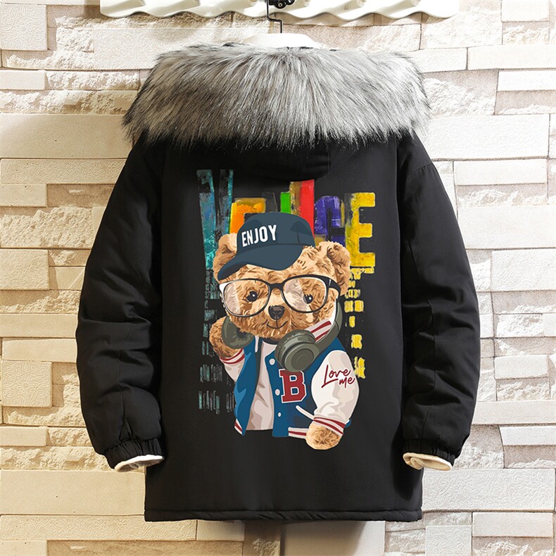 MM48211-P130 冬季大毛领衣男士大码加厚袄男服 砖墙图片