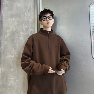 软糯美式半拉链立领卫衣男士秋冬季新款图片