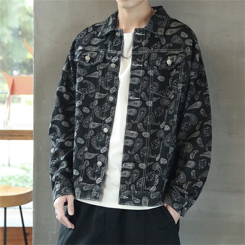 爆爆爆2025秋季百搭男士牛仔夹克潮流情侣款腰果花外套JK801-P68，男装夹克，星座1103-1