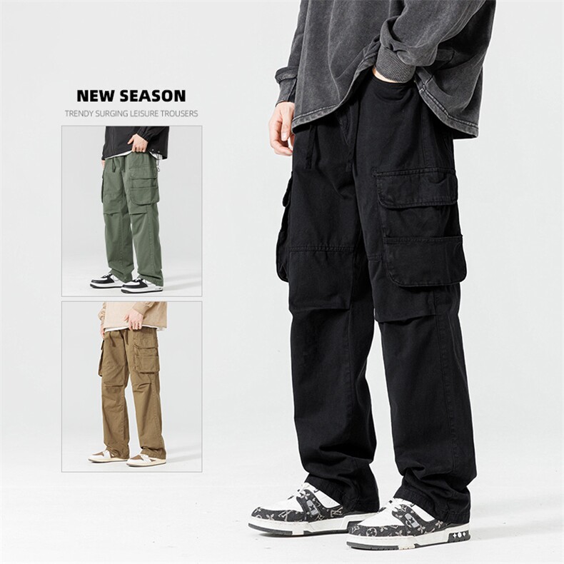 秋季美式潮牌阔腿休闲裤潮流宽松工装直筒裤A436-6217-P70控价98，男装休闲裤，电商A436