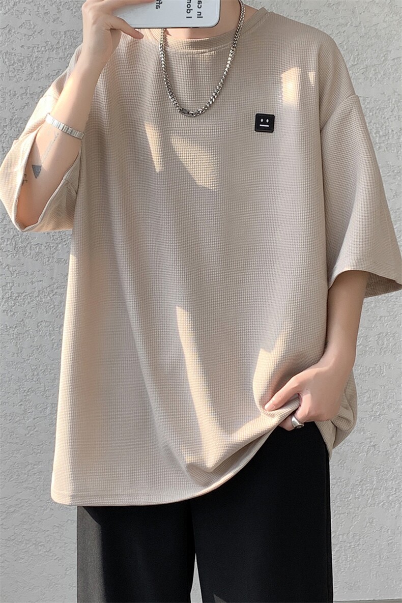 8XL-M重磅！特大码T潮牌上衣男中性华夫格短袖T恤DX304P25控39,男装T恤,电商D206-1