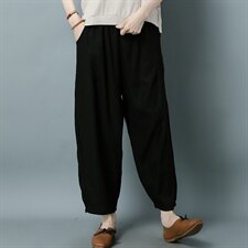 2025夏季新款中年妈妈小个子棉麻宽松休闲薄款洋气减龄，女装休闲裤，阿丹