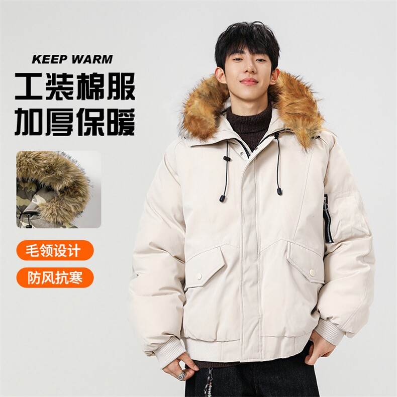 美式毛领派克棉服男冬季加厚工装棉衣情侣外套M060-P110迷彩P115,男装棉衣,星座308B-2