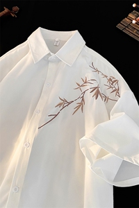 夏季潮流风新中式刺绣大码休闲男短袖衬衫 CS20 P35图片