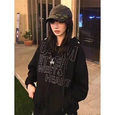 1506/QW3460/P56美式恶魔翅膀高街嘻哈连帽秋冬宽松加绒加厚外套，女装短外套，星座1506