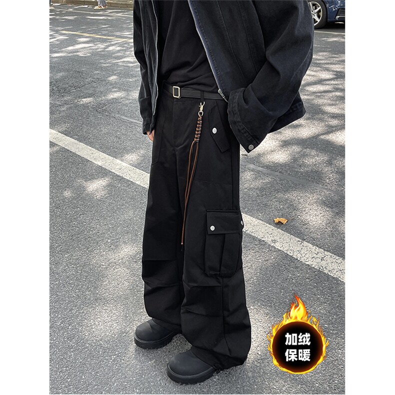 K828-特P55加绒特P65水洗棉布男休闲口袋工装裤宽松直筒拖地裤,男装休闲裤,电商B327