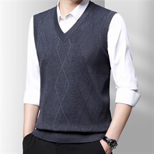 马甲针织男春秋无袖毛衣v领男装2023新款秋季上衣中老年男式背心，男装背心/马甲，电商B212（原钱塘6029）