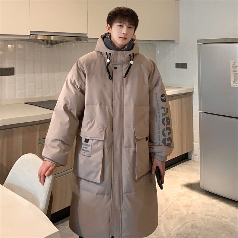 羽绒服男冬季新款港风宽松中长款白鸭绒外套YR906-P170(现货,男装羽绒服,星座214-3