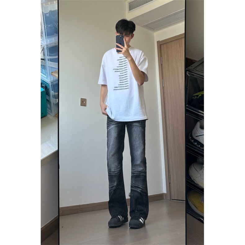 24年新款复古水洗磨破修身牛仔裤X1002-1-NZ2401-P60,男装牛仔裤,星座1002-1