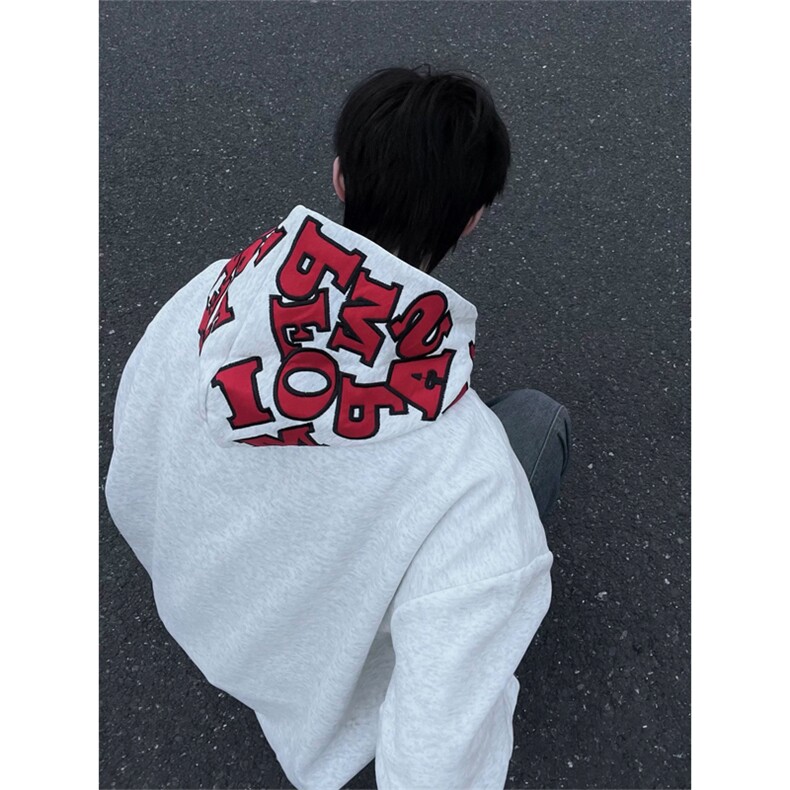 网图华棉刺绣满印字母连帽宽松卫衣男女A1097-常规P55加绒P60,男装卫衣,星座1505