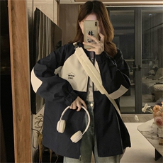 工装夹克外套女森系撞色拼接艺术设计感冲锋衣上衣C360-80，男装夹克，星座911-2(原星座613-2）