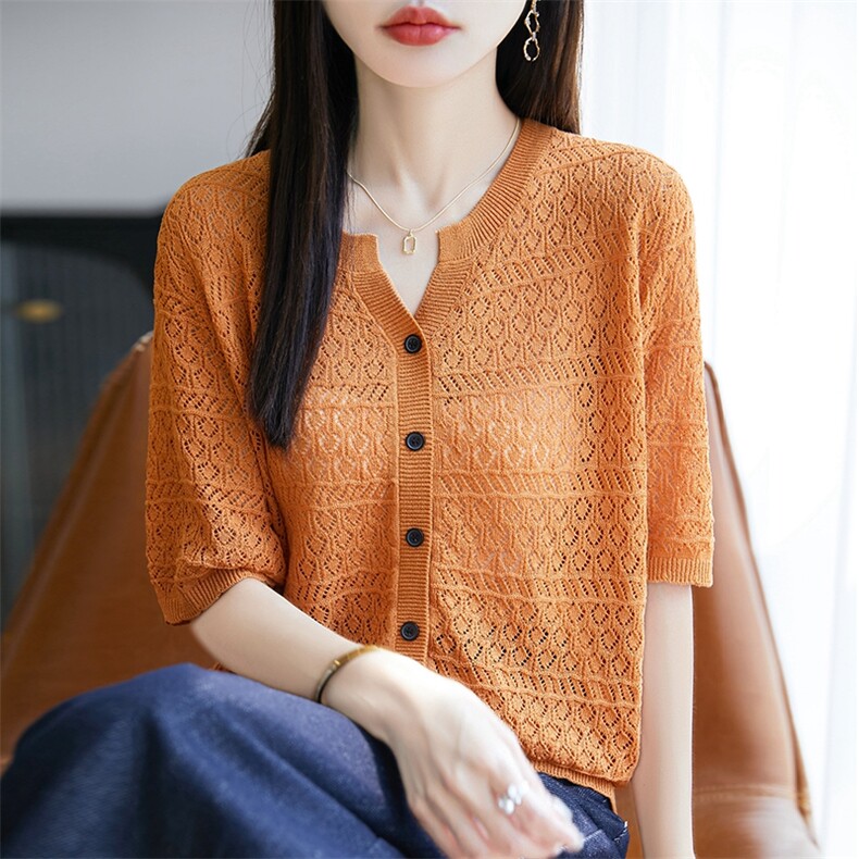 夏季轻薄开衫薄款外套长袖披肩空调防晒宽松女针织衫V领毛衫,针织衫/毛衣,暖烁羊绒