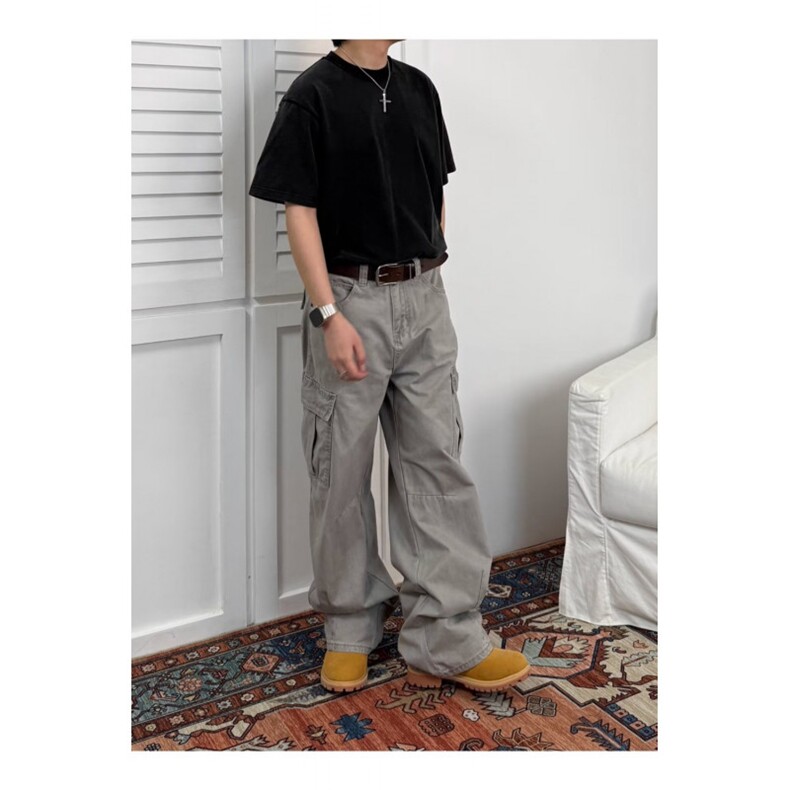 美式微喇叭牛仔裤男女复古cleanfit水洗棉工装裤子K9006-P60网图,男装牛仔裤,电商B245