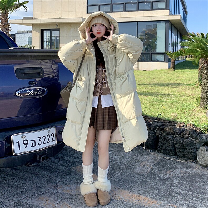 韩版学院风中长款羽绒服女2025年冬季新款加厚显瘦减龄白鸭绒外套,女装羽绒服,浙宝285（原212）