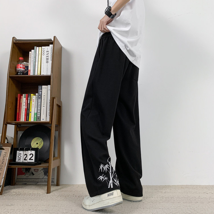 秋冬宽松情侣大码直筒裤刺绣华棉休闲百搭长裤K9911p55,男装休闲裤,电商D315A