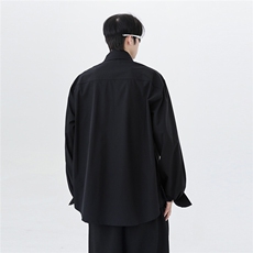 现货长袖衬衫褶皱假两件长袖衬衫痞帅休闲衬衣CS23-P68，男装衬衫，电商C307