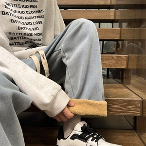 2024秋冬直筒宽松阔腿裤美式高街牛仔裤加绒休闲裤男 K7560-P58图片